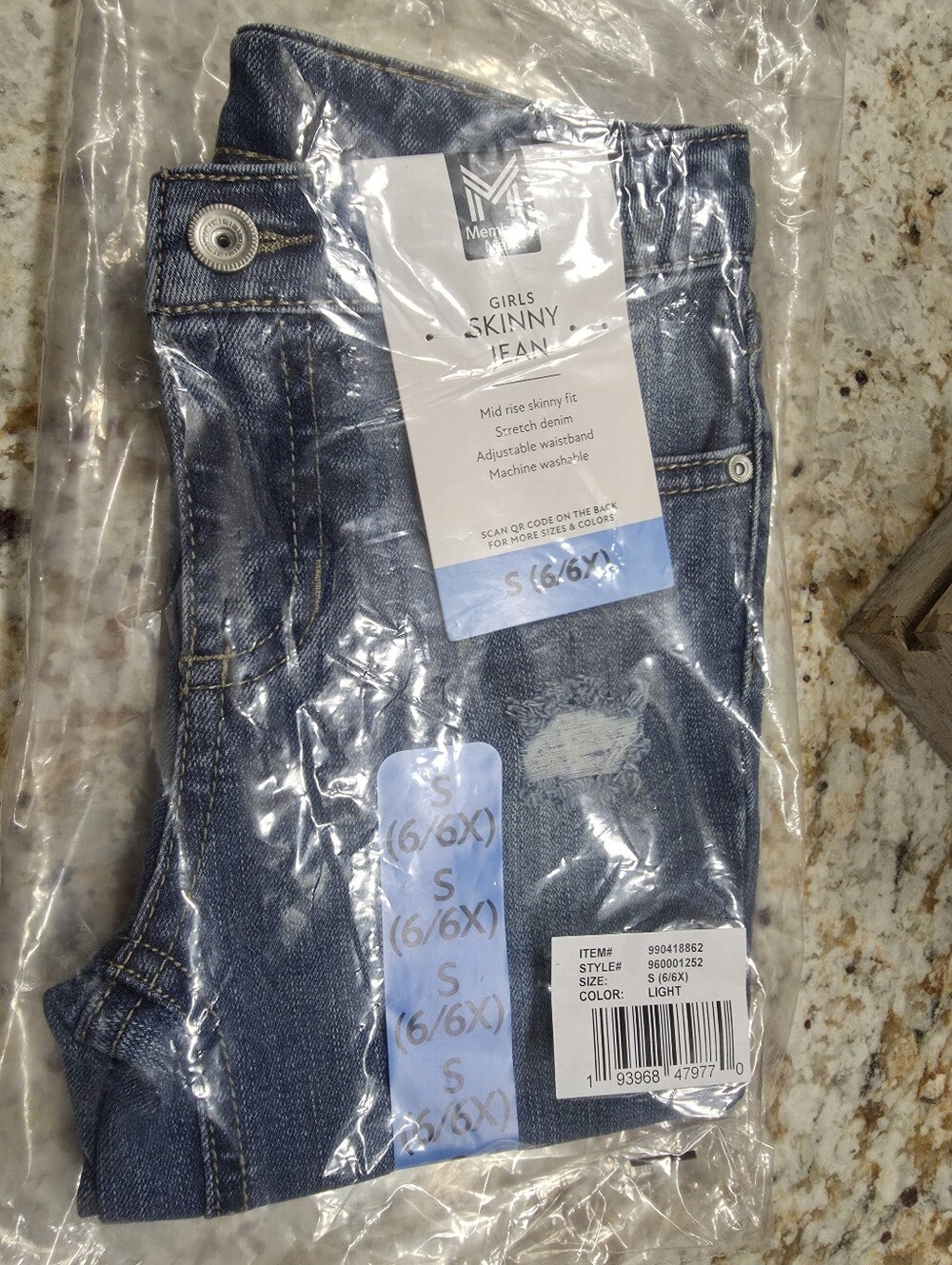 Girls Skinny Jeans - Light Blue Denim Size 6X